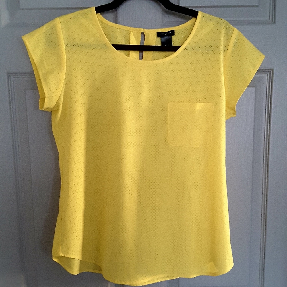 Ann Taylor Short Sleeve Yellow Blouse